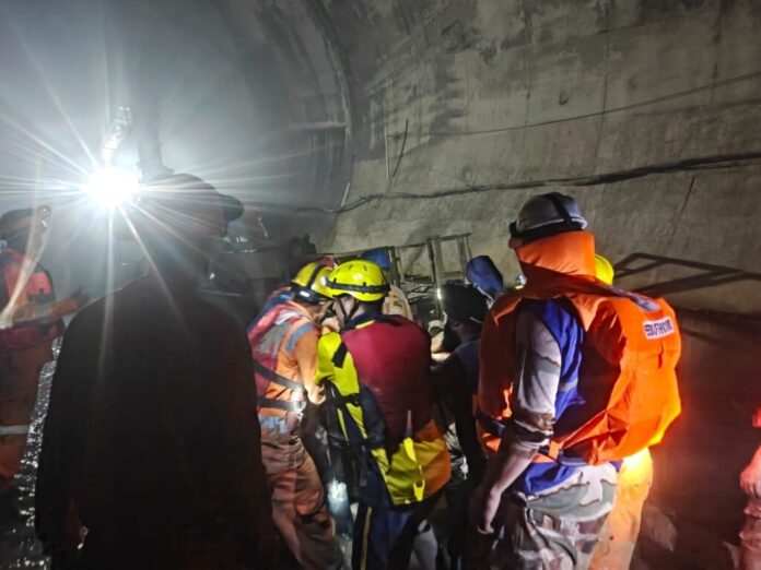 Search and rescue operation at Chamoli tunnel site