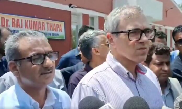 Chief Minister Omar Abdullah addressing press about J&K statehood